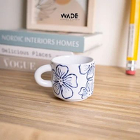 Mug Keramik | Series Lukis | Handmade By Wade Keramika Mug Bunga Biru