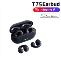 T75 Ear-Clip Bluetooth Headphones Bone Conduction Earphones Wireless Earbuds 3D Surround Stereo Bass Sports Headset with Mic