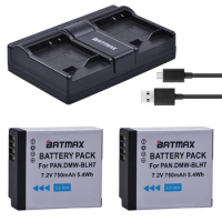 Batmax 2x DMW-BLH7 DMW-BLH7PP DMW-BLH7E Battery+USB Dual Charger for Panasonic Lumix DMC-GM1 GM1 DMC-GM5 GM5 DMC-GF7 GF7 DMC-GF8