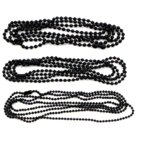 5pcs/lot 3 Size 1.5mm and 2.0mm and 2.4mm Black Plated Ball Beads Chain Necklace Bead Connector 65cm(25.5 inch)