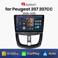 Junsun V1 AI Voice Wireless CarPlay Android Auto Radio for PEUGEOT 207 2006-2015 4G Car Multimedia GPS 2din autoradio