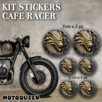 Motorcycle Retro Fairing Helmet Tank Pad Saddlebags Side Cover Decals Cafe Racer Dragon Kit Stickers For Car Biker Rider
