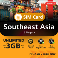 Flash SIM Card Southeast Asia 5 Countries Unlimited Data (Kartu Perdana Indonesia, Simcard Vietnam)