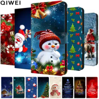 For Samsung Galaxy A71 A51 Case Christmas Wallet Flip Leather Cover for Galaxy A21S A31 A41 Phone Cases A 51 5G Protective Bags