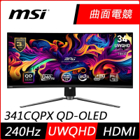 【MSI微星】MPG 341CQPX QD-OLED 34型 UWQHD 240Hz HDR曲面電競螢幕