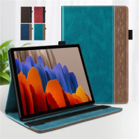For Samsung Tab S7 FE S7 S8 Plus Funda Case PU Leather Flip Stand Business Folio Shell for Samsung S8 S7 Plus S7 FE Tablet Case