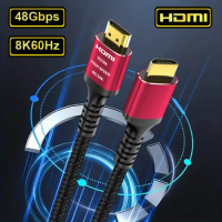 8K 10K HDMI Cable 48Gbps HDMI 2.1 Cable Braided Cord-4K120Hz 8K60Hz, HDCP 2.2 &amp; 2.3,HDR Compatible with Roku TV/PS5/HDTV/Blu-ray