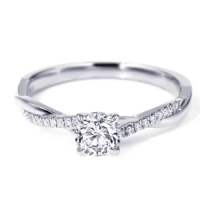 Tianyu Gems 5mm Moissanite 14K White Gold Ring Round H&amp;A Cut Gemstones D VVS Diamonds Engagement Ring Women Wedding Fine Jewelry