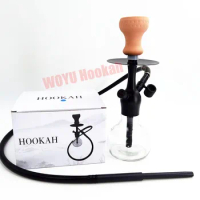 Mini glass hookah shisha portable water pipe travel hukka sheesha nargile set with bag