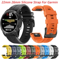 22mm 26mm Silicone Strap For Garmin Fenix 7X 7 Pro Solar/6X 6 Sapphire 5 5X Plus 3 3HR/Epix QuickFit