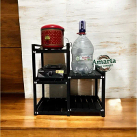 Amarta Rak Dispenser / Rak Galon & Rice Cooker Serbaguna Kayu Mahoni Multifungsi 5 Tingkat untuk Rum