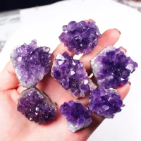 Rough Stone Crystal Cluster Quartz Natural Geode Amethyst Mineral Specimen Home Decoration Ornament Purple Healing Fengshui Ore