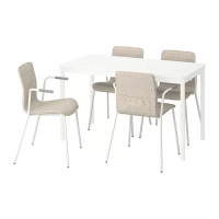 TOMMARYD/LÄKTARE 會議桌和椅, 白色/淺米色, 130x70 公分