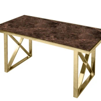 Modern luxury restaurant dining table stainless steel marble dining table