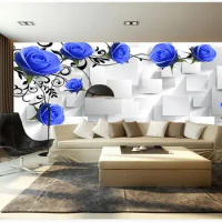 custom 3d photo wallpaper 3d wallpaper for roo 3D stereoscopic backdrop blue roses classic painting wallpaper mural 3d wallpaper
