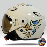 Helm Bogo Jpn Retro MOMO KAWAI Wanita Hijab Motif Original SNI Kaca Pilot Motorcycle