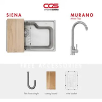 Paket Promo: CGS Siena Kitchen Sink + Kran Air CGS Murano Stainless Steel