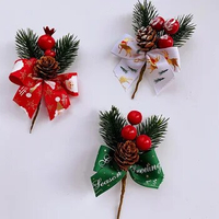 Gift Box Decoration Decorative Flower Branches Christmas Simulated Plant White Bow 10pcs Ornament Xmas Tree Artifical Berry