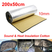 50x200CM 5/10/15mm Car Sound Heat Insulation Foam Cotton Noise Proof Reduction Mat Door Trunk Engine Firewall Aluminum