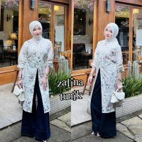 (READY STOCK) ZALINA EMBROIDERY TUNIC | ATASAN TUNIK BORDIR RAYA COLLECTION MOTIF GARIS STRIPE KATUN