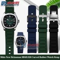 High Quality Rubber Strap For Mido New Helmsman M049.526 Silicone Watch Band TV M049 Curved End Mouth Sports Watchband 22mm
