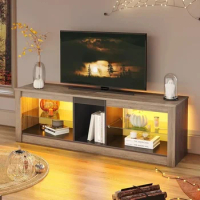 LED Gaming TV Stand for 55+ Inch TV Adjustable Glass Shelves 22 Dynamic RGB Modes TV Cabinet Game Console PS4,