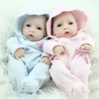 2PCS Cewek & Cowok Reborn Boneka Bayi Kembar 12 "Full Body Silikon Likelife Bebe Hadiah Bayi Boneka Mainan gadis Amerika & Boyl Boneka