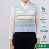 [12.12 Dealcember] Ganni V-Neck Stripe Vest In Skyway XXS Blue