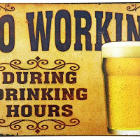 NEW DECO No Working During Drinking Hours Vintage Retro Rustic Metal Tin Sign Pub Wall Decor Art 12x8Inch (30x20cm)