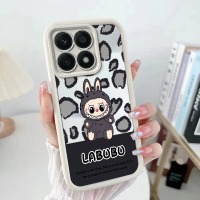 เคสโทรศัพท์ลายเสือดาวสีเข้ม LABUBU สำหรับ Honor X6A, X85G, X8A, X8B, X8C, เคสกระจกแต่งหน้าแบบนิ่ม, ฝ