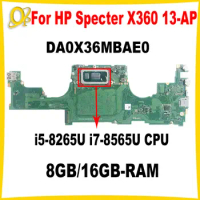 DA0X36MBAE0 for HP Specter X360 13-AP laptop motherboard with i5-8265U i7-8565U CPU 8GB/16GB-RAM L37638-001 L37647-001 DDR4 Test
