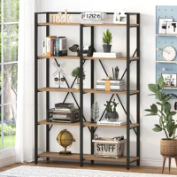 Bookshelf, 5-layer large bookshelf, metal bookshelf for offices, living rooms, and bedrooms