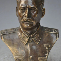 HOT SELL ---406+++6"Chinese Bronze famous marshal Joseph Stalin Stalinist Head Bust Statue