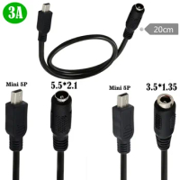 3A Pure Copper 3.5 * 1.35mm 5.5 * 2.1mm Female To Mini 5P Male Conversion Line DC To T-Port 5Pin Power Adapter Line 0.2M