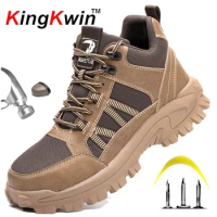 Men Work Steel Toe Sneakers for Male Safety Shoes Anti-Smashing Breathable Safety Work Boot Shoes EUR Size 36-48
