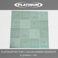 Keramik Dinding Platinum Wall Tile WT KW1 Calvin Green 25x50 | Motif Timbul 3D