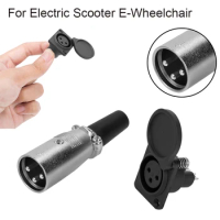 Female Male Connector 3 Pin Socket Panel Chassis Battery Charging Port For Scooter E-Wheelchair Innuovo/wisking Battery Parts