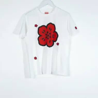 Kaos KENZO BOKE MULTI EMBROIDERY FLOWER RED WHITE TSHIRT 100% ORIGINAL 2XL