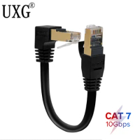 30cm Ethernet Cable RJ45 Cat7 Lan Cable UTP RJ45 Network Short Cable For Cat6 Compatible Patch Cord 90 Degree Right Angle 10Gbps