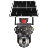 監控王 T45 4G SIM卡 插卡太陽能板供電三畫面雙燈夜視智慧旋轉球網路攝影機 355度旋轉雙向通話移動跟蹤