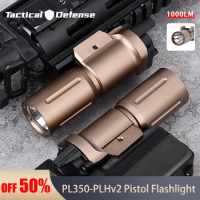 Tactical Mod PL350-PLHv2 Weapon Scout Pistol Gun Light 18350 16340 High Power Metal Lamp 1000LM Fit 20mm Rail Airsoft Hunting