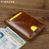 Mens Short Wallet Casual Soft Leather Mens Horizontal Multifunctional Wallet Genuine Leather Card Holder Money Bag Purse