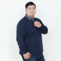 【MAXON 馬森大尺碼】台灣製/特大深藍棉柔緹花領口袋長袖POLO衫5L(83824-58)