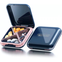 Small Pill Box, Portable Medicine Organizer, Cute Daily Pill Box For Pocket, Waterproof 4 Compartment Travel Pill Container