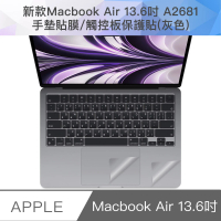 【防摔專家】新款Macbook Air 13.6吋 A2681 手墊貼膜/觸控板保護貼(灰色)