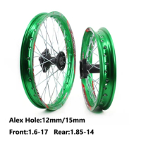 1.60-17 inch Front 1.85-14 inch Rear Rims Aluminum Alloy Wheel Rims Black Hub For KLX CRF Kayo BSE Dirt Pit Bike Motorcycle