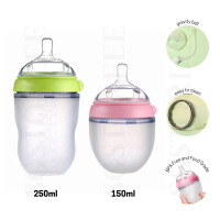 Botol Dot Bayi Silikon Dengan BOX 150ml / 250ml Botol Susu Bayi Wide Neck Silicone Food Grade Tahan 