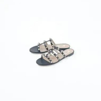 Sandal VALENTINO ROCKSTUD STRAPPY CHUNKY IVORY BLACK SANDAL 100% ORIGINAL 37.5