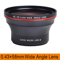 58MM 0.43x Professional HD Wide Angle Lens with Macro Portion for Canon EOS Rebel 77D T7i T6s T6i T6 T5i T5 T4i T3i T3 SL1 60D
