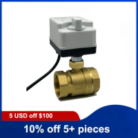 3/4'' Three Way Brass Motorized Ball Valve L Type 220V 12V 24V Three Wire Two Control Electric Ball Valve With Manual Switch